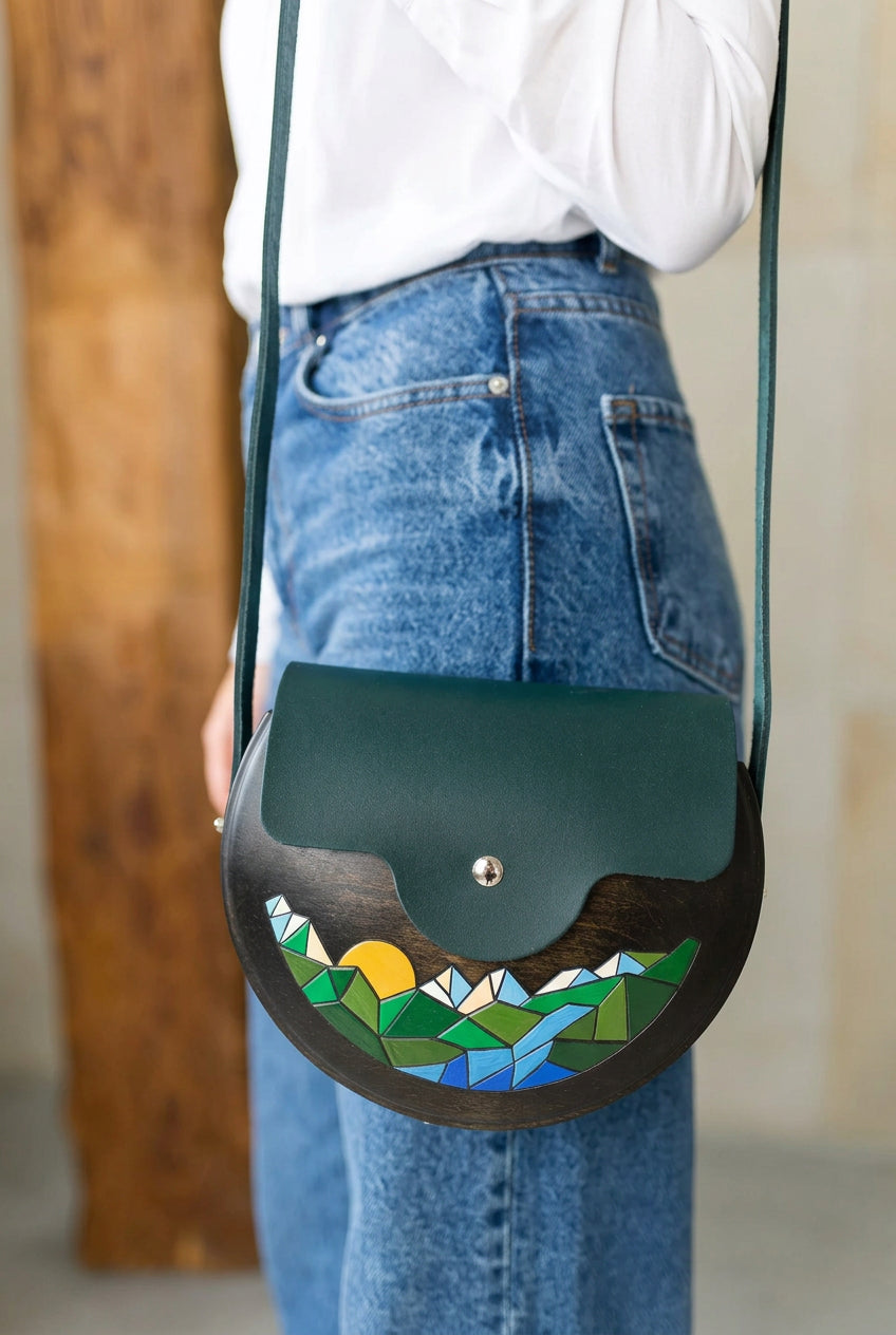Mountains – Handmade Wooden Handbag