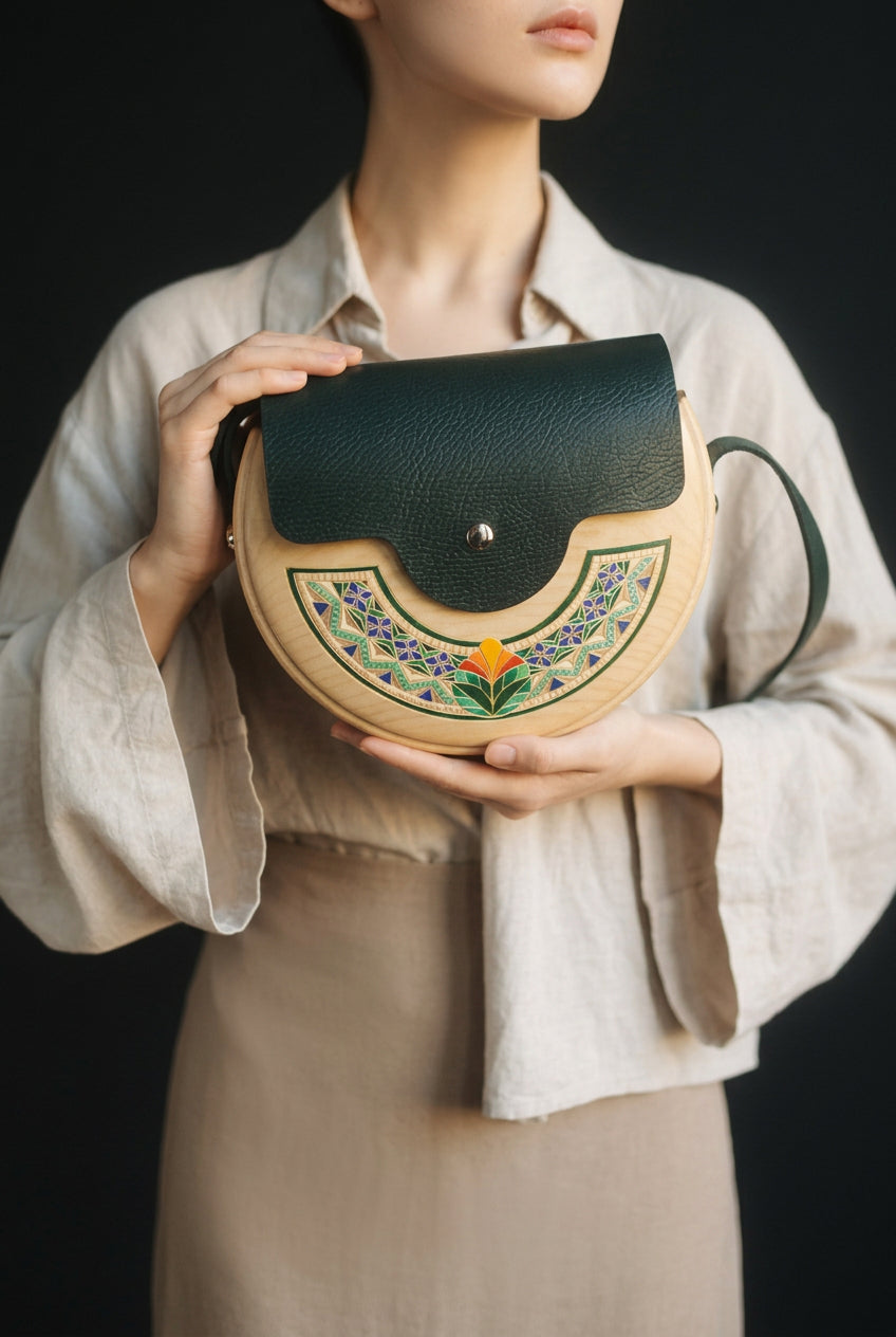 Sprout – Handmade Wooden Handbag (Green)
