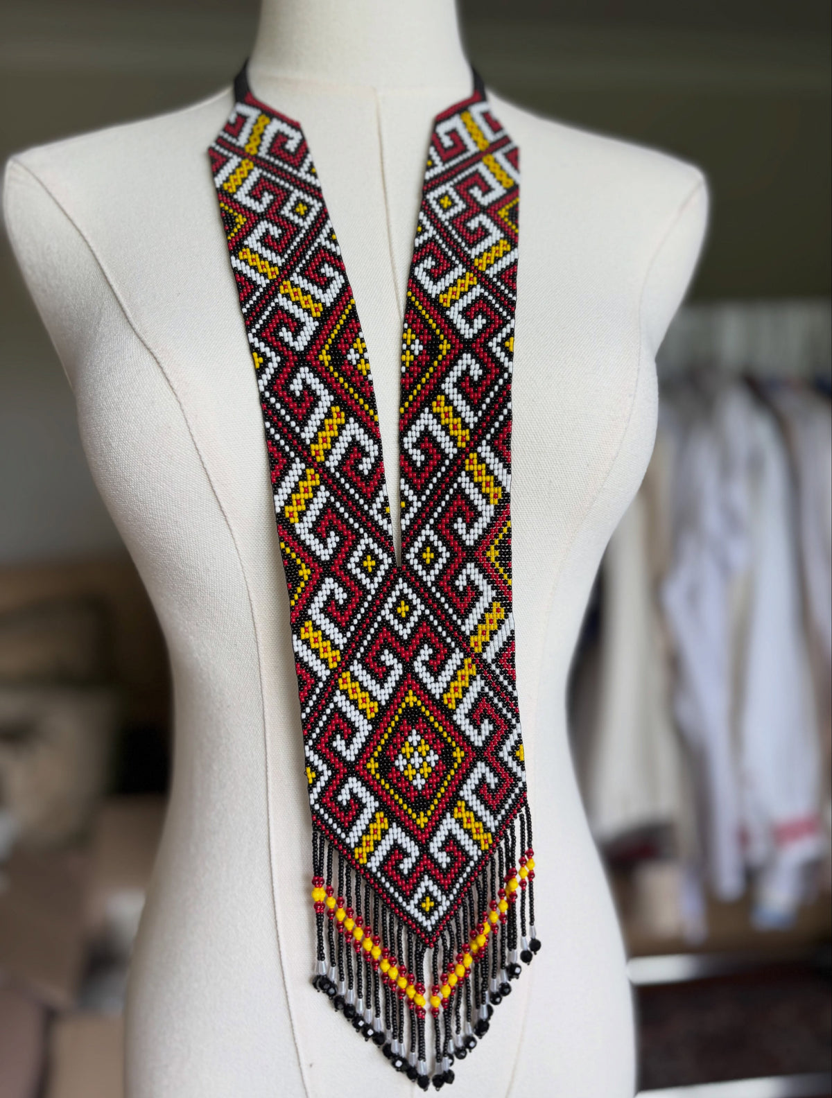 Beaded Necklace with Traditional Geometric Pattern (Herdan)