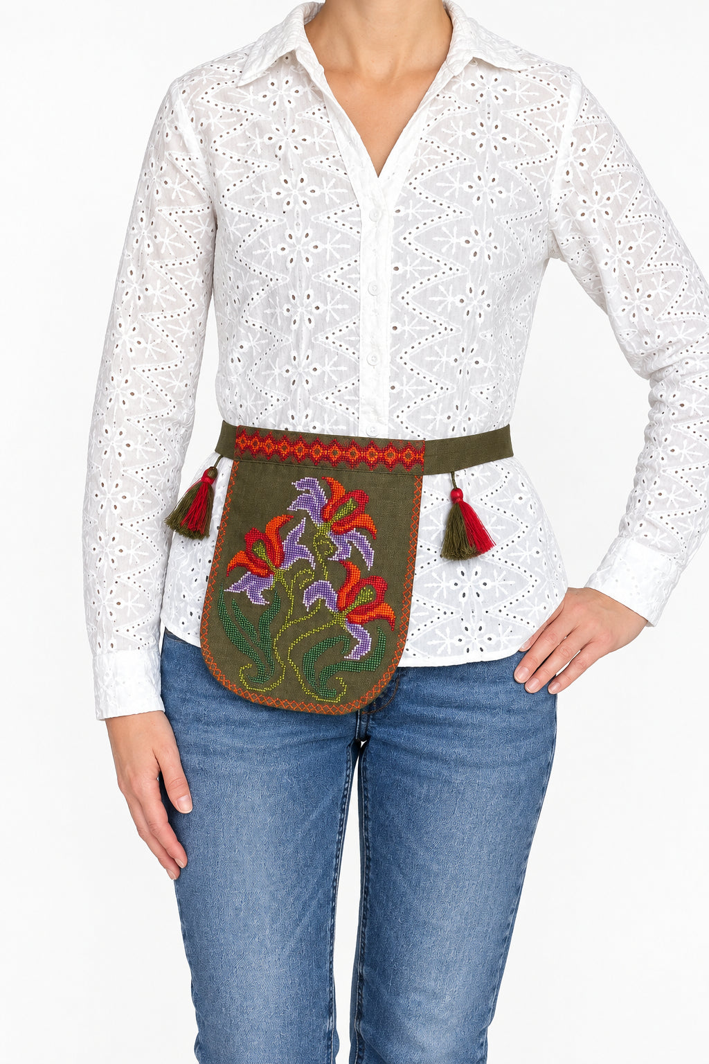 Lilies Belt Pocket (Ladunka) — Khaki Green