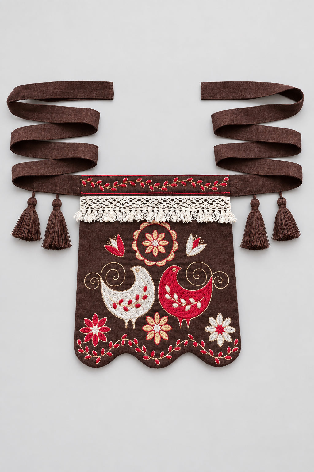 Birds Belt Pocket (Ladunka) — Warm Brown