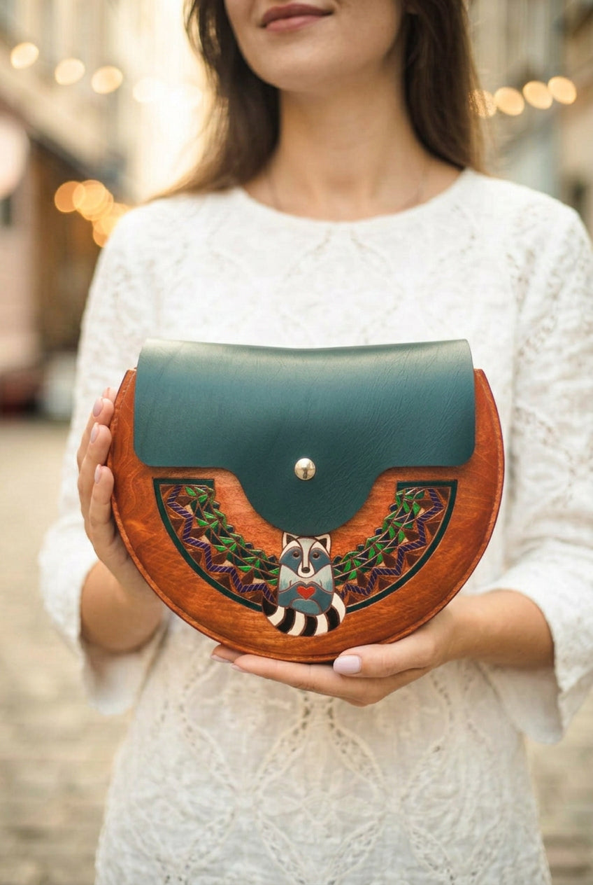 Raccoon – Handmade Wooden Handbag