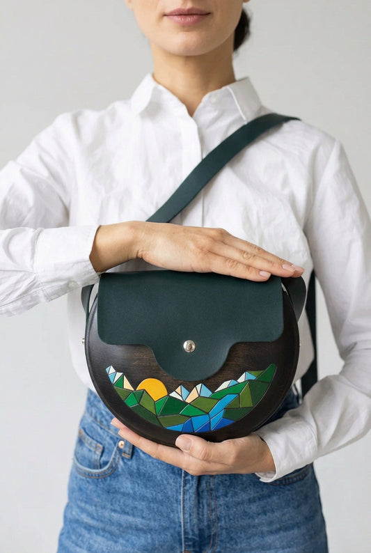 Mountains – Handmade Wooden Handbag