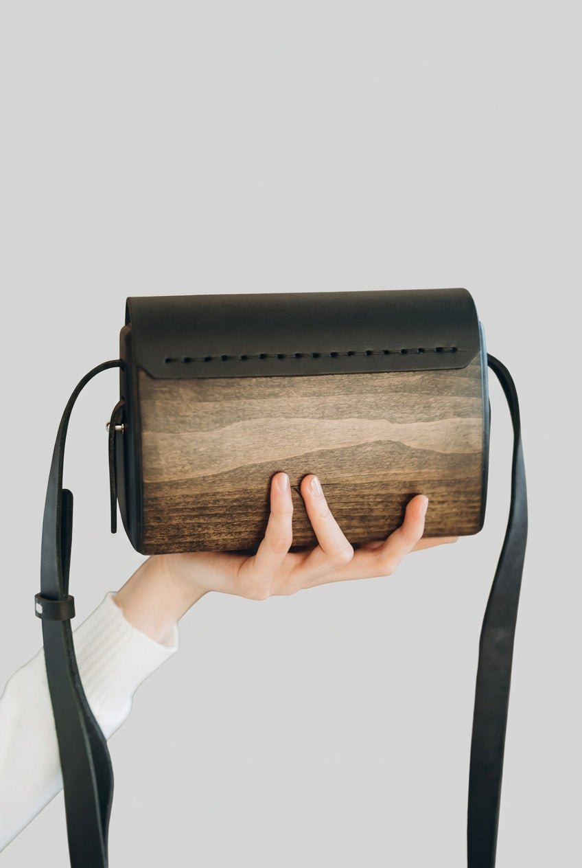 Hutsul Pattern – Small Rectangular Handmade Wooden Handbag