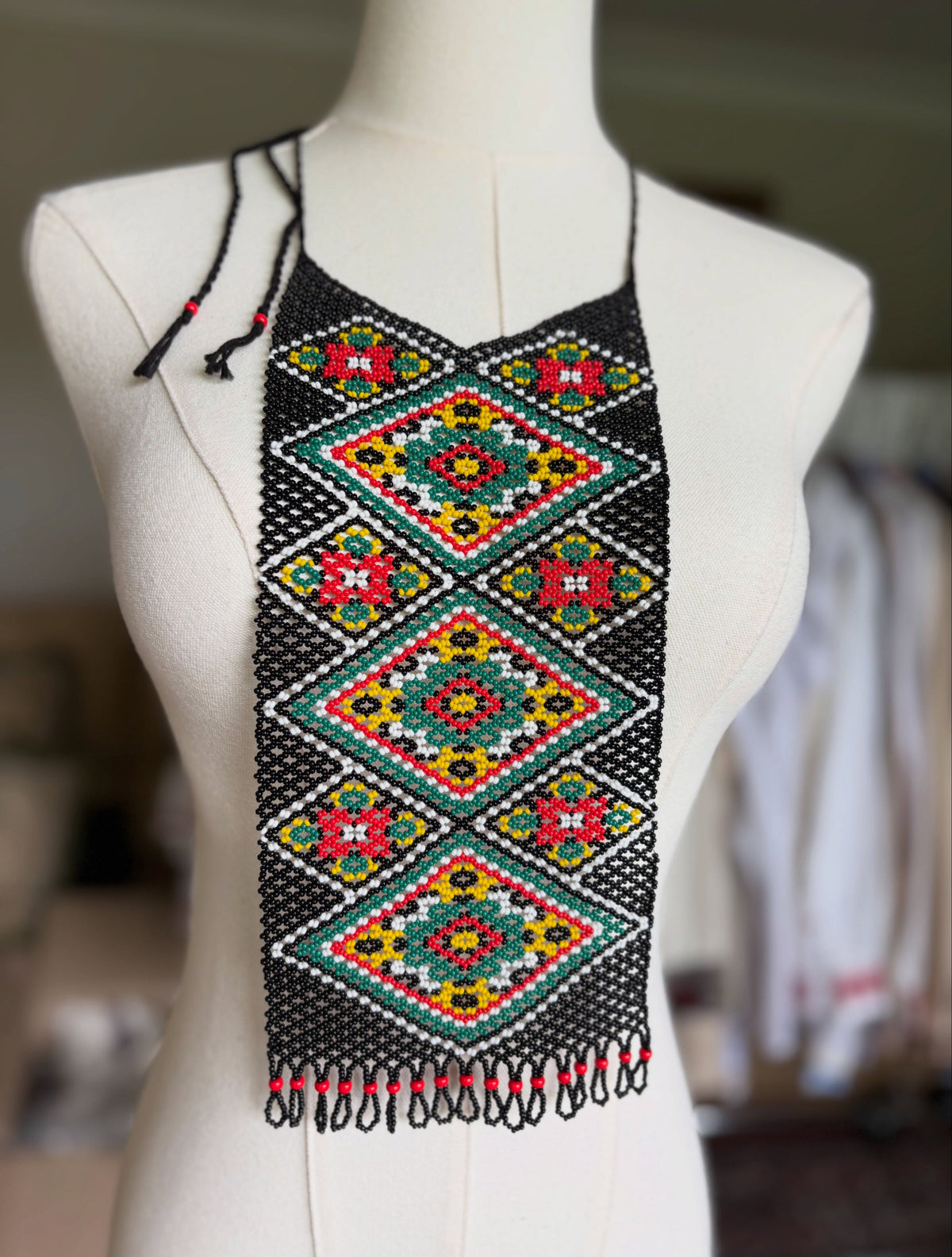 Wide Geometric Beaded Necklace