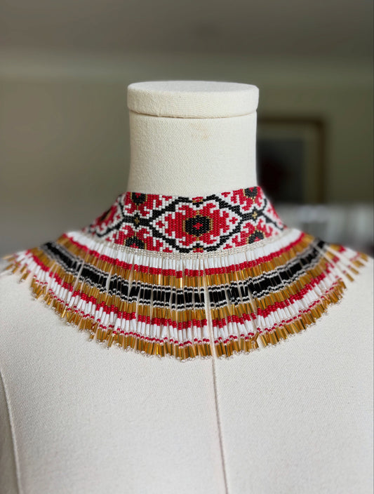 Statement Ribbon Beaded Necklace (Herdan)