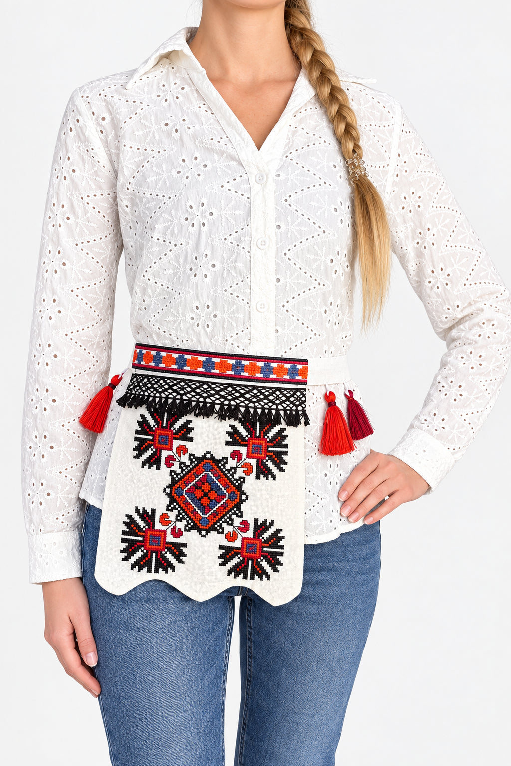 Geometric and Floral Belt Pocket (Ladunka)