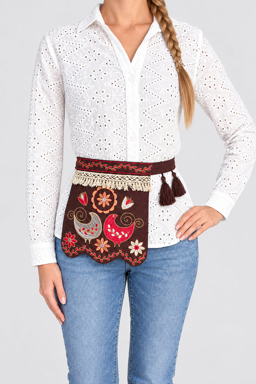 Birds Belt Pocket (Ladunka) — Warm Brown